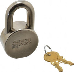 American Lock - 1-1/16" Shackle Clearance, Keyed Alike AH10 Padlock - 7/16" Shackle Diam, Steel, with Satin Chrome, Triple Plated Finish - Exact Tooling