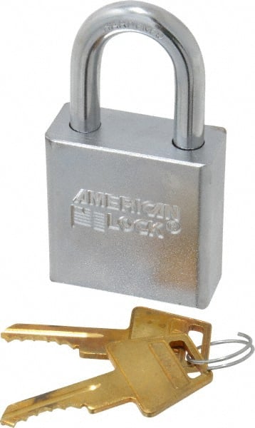 American Lock - 1-1/8" Shackle Clearance, Keyed Different A5200 Padlock - 5/16" Shackle Diam, Steel - Exact Tooling
