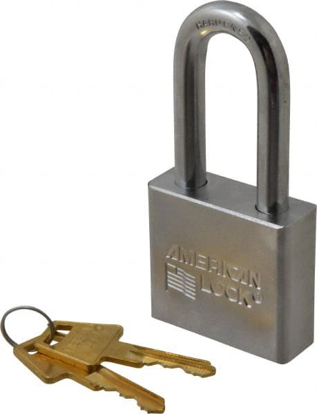 American Lock - 2" Shackle Clearance, Keyed Different A5261 Padlock - 3/8" Shackle Diam, Steel, with Solid Steel Finish - Exact Tooling