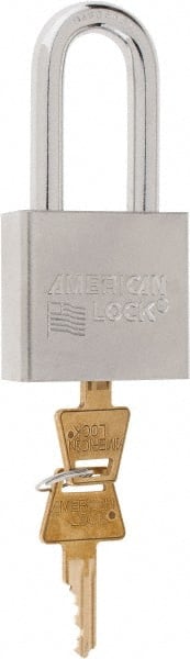 American Lock - 2" Shackle Clearance, Keyed Alike A5261 Padlock - 3/8" Shackle Diam, Steel, with Solid Steel Finish - Exact Tooling