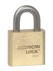 American Lock - 1-1/16" Shackle Clearance, Keyed Alike A5570 Padlock - 3/8" Shackle Diam, Steel & Brass, with Solid Extruded Brass Finish - Exact Tooling