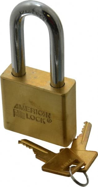 American Lock - 2" Shackle Clearance, Keyed Alike A5571 Padlock - 3/8" Shackle Diam, Steel & Brass, with Solid Extruded Brass Finish - Exact Tooling