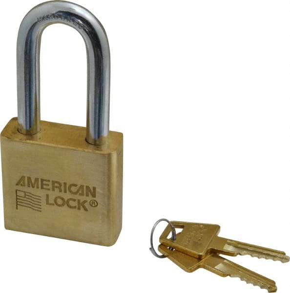 American Lock - 2" Shackle Clearance, Keyed Alike A5571 Padlock - 3/8" Shackle Diam, Steel & Brass, with Solid Extruded Brass Finish - Exact Tooling