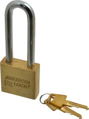 American Lock - 3" Shackle Clearance, Keyed Alike A5572 Padlock - 3/8" Shackle Diam, Steel & Brass, with Solid Extruded Brass Finish - Exact Tooling