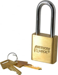 American Lock - 2" Shackle Clearance, Keyed Alike A5561 Padlock - 5/16" Shackle Diam, Steel & Brass, with Solid Extruded Brass Finish - Exact Tooling