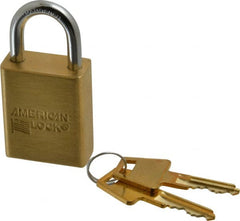 American Lock - 1" Shackle Clearance, Keyed Alike A5530 Padlock - 1/4" Shackle Diam, Steel & Brass, with Solid Extruded Brass Finish - Exact Tooling