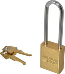 American Lock - 3" Shackle Clearance, Keyed Alike A5532 Padlock - 1/4" Shackle Diam, Steel & Brass, with Solid Extruded Brass Finish - Exact Tooling
