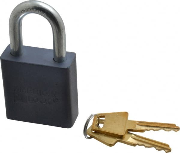 American Lock - 1-1/8" Shackle Clearance, Keyed Different A10 Padlock - 5/16" Shackle Diam, Aluminum, with Solid Aluminum Finish - Exact Tooling