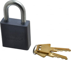 American Lock - 1-1/8" Shackle Clearance, Keyed Different A10 Padlock - 5/16" Shackle Diam, Aluminum, with Solid Aluminum Finish - Exact Tooling