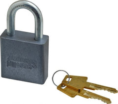 American Lock - 1-1/8" Shackle Clearance, Keyed Alike A10 Padlock - 5/16" Shackle Diam, Aluminum, with Solid Aluminum Finish - Exact Tooling