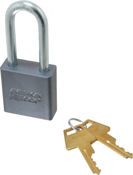 American Lock - 2" Shackle Clearance, Keyed Different A11 Padlock - 5/16" Shackle Diam, Aluminum, with Solid Aluminum Finish - Exact Tooling