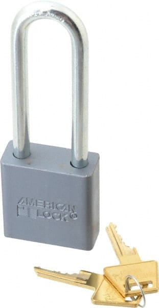 American Lock - 3" Shackle Clearance, Keyed Alike A12 Padlock - 5/16" Shackle Diam, Aluminum, with Solid Aluminum Finish - Exact Tooling
