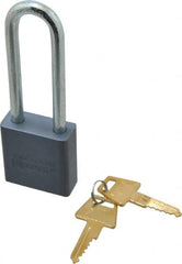 American Lock - 3" Shackle Clearance, Keyed Alike A12 Padlock - 5/16" Shackle Diam, Aluminum, with Solid Aluminum Finish - Exact Tooling