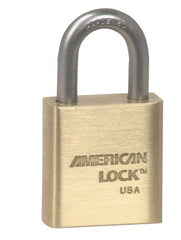 American Lock - 1-1/16" Shackle Clearance, Keyed Alike A5560 Padlock - 5/16" Shackle Diam, Steel & Brass, with Solid Extruded Brass Finish - Exact Tooling