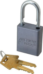 American Lock - 1" Shackle Clearance, Keyed Different A30 Padlock - 1/4" Shackle Diam, Aluminum, with Solid Aluminum Finish - Exact Tooling