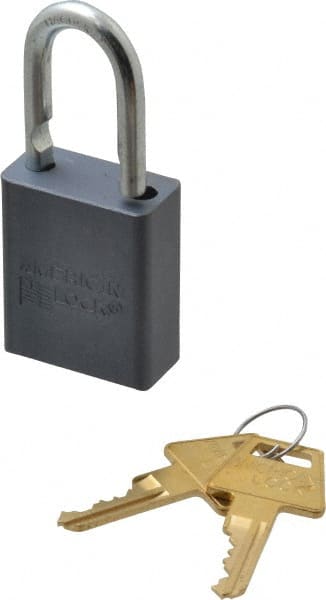 American Lock - 1" Shackle Clearance, Keyed Alike A30 Padlock - 1/4" Shackle Diam, Aluminum, with Solid Aluminum Finish - Exact Tooling