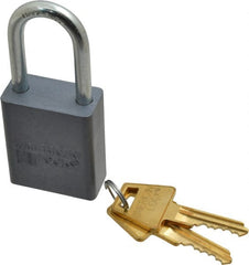 American Lock - 1-1/2" Shackle Clearance, Keyed Alike A31 Padlock - 1/4" Shackle Diam, Aluminum, with Solid Aluminum Finish - Exact Tooling