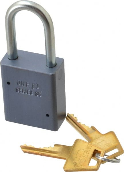 American Lock - 1-1/2" Shackle Clearance, Keyed Alike A31 Padlock - 1/4" Shackle Diam, Aluminum, with Solid Aluminum Finish - Exact Tooling