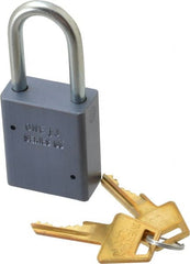 American Lock - 1-1/2" Shackle Clearance, Keyed Alike A31 Padlock - 1/4" Shackle Diam, Aluminum, with Solid Aluminum Finish - Exact Tooling