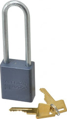 American Lock - 3" Shackle Clearance, Keyed Alike A32 Padlock - 1/4" Shackle Diam, Aluminum, with Solid Aluminum Finish - Exact Tooling