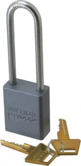 American Lock - 3" Shackle Clearance, Keyed Alike A32 Padlock - 1/4" Shackle Diam, Aluminum, with Solid Aluminum Finish - Exact Tooling