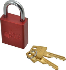 American Lock - Keyed Different Conductive Lockout Padlock - 1" Shackle Clearance, 1/4" Shackle Diam, 1.8" Body Height x 1-1/2" Body Width, Red, 5 Pins - Exact Tooling