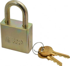 American Lock - 1-1/8" Shackle Clearance, Keyed Different A5200GLN Padlock - 5/16" Shackle Diam, Steel, with 1-3/4" Solid Steel Body w/Zinc Chromate Finish - Exact Tooling
