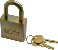 American Lock - 1-1/16" Shackle Clearance, Keyed Alike A5200GLN Padlock - 5/16" Shackle Diam, Steel, with Solid Steel Finish - Exact Tooling