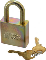 American Lock - 1-1/8" Shackle Clearance, Keyed Alike A5200GLN Padlock - 5/16" Shackle Diam, Steel, with Solid Steel Finish - Exact Tooling
