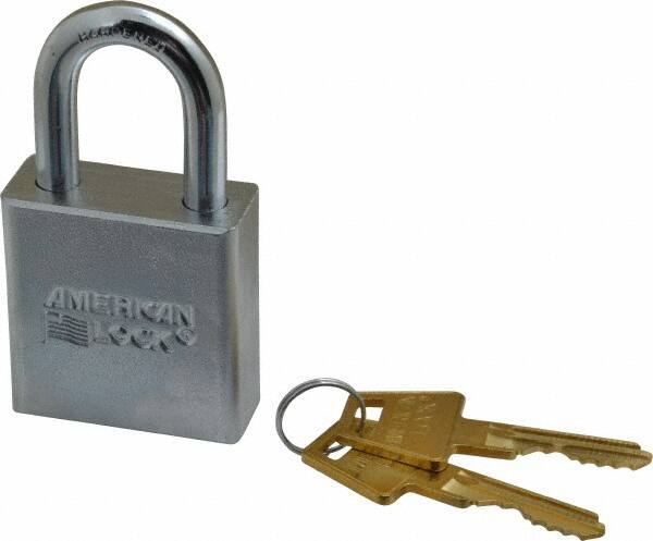 American Lock - 1-1/8" Shackle Clearance, Keyed Different A6200 Padlock - 5/16" Shackle Diam, Steel, with Solid Steel Finish - Exact Tooling