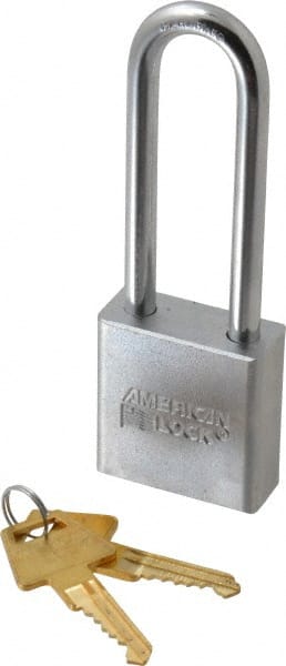 American Lock - 3" Shackle Clearance, Keyed Alike A6202 Padlock - 5/16" Shackle Diam, Steel, with Solid Steel Finish - Exact Tooling