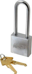 American Lock - 3" Shackle Clearance, Keyed Alike A6202 Padlock - 5/16" Shackle Diam, Steel, with Solid Steel Finish - Exact Tooling