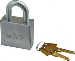 American Lock - 1-1/8" Shackle Clearance, Keyed Different A50 Padlock - 3/8" Shackle Diam, Steel, with Solid Steel Finish - Exact Tooling