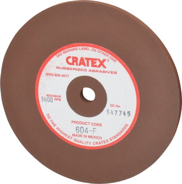 Cratex - 6" Diam x 1/2" Hole x 1/4" Thick, Surface Grinding Wheel - Silicon Carbide, Fine Grade, 3,600 Max RPM, Rubber Bond, No Recess - Exact Tooling