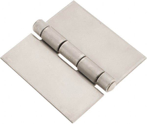 Made in USA - 3" Wide x 0.093" Thick, Blank Butt Hinge - Stainless Steel, Polished Finish - Exact Tooling