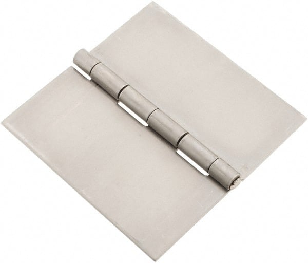 Made in USA - 4" Wide x 0.078" Thick, Blank Butt Hinge - Stainless Steel, Polished Finish - Exact Tooling