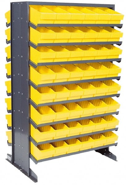 Quantum Storage - 800 Lb Capacity, 24" Deep x 36" Wide x 60" High, Steel Pick Rack - 2 Sides, 96 Yellow Polystyrene Bins - Exact Tooling