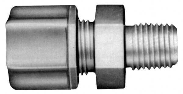 Made in USA - 1/2" Tube OD, Kynar Plastic Compression Tube Male Connector - 1/8 NPT Pipe, 275°F Max, Plastic Grip - Exact Tooling