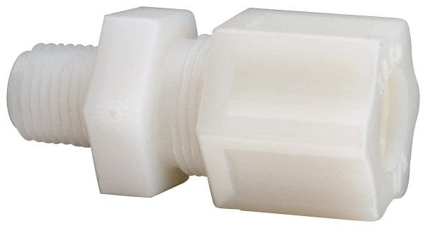 Made in USA - 1/2" Tube OD, Nylon Plastic Compression Tube Male Connector - 1/4 NPT Pipe, 220°F Max, Plastic Grip - Exact Tooling
