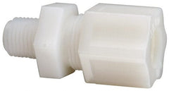 Made in USA - 1/2" Tube OD, Nylon Plastic Compression Tube Male Connector - 1/4 NPT Pipe, 220°F Max, Plastic Grip - Exact Tooling