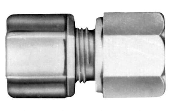 Made in USA - 3/8" Tube OD, Kynar Plastic Compression Tube Female Connector - 1/4 NPT Pipe, 275°F Max, Plastic Grip - Exact Tooling