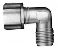 Made in USA - 5/16" Tube OD, Kynar Plastic Compression Tube Male Elbow - 1/8 NPT Pipe, 275°F Max, Plastic Grip - Exact Tooling