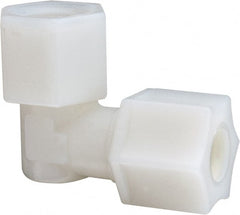 Made in USA - 3/8" Tube OD, Nylon Plastic Compression Tube Female Elbow - 3/8 NPT Pipe, 220°F Max, Plastic Grip - Exact Tooling