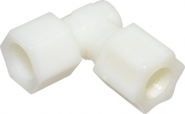 Made in USA - 1/2" Tube OD, Nylon Plastic Compression Tube Female Elbow - 3/8 NPT Pipe, 220°F Max, Plastic Grip - Exact Tooling