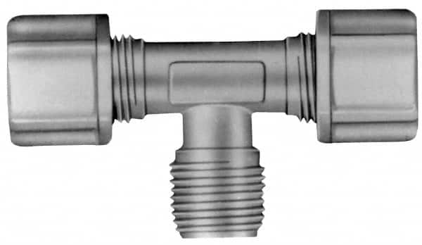 Made in USA - 5/16" Tube OD, Polypropylene Plastic Compression Tube Male Branch Tee - 1/4 NPT Pipe, 215°F Max, Plastic Grip - Exact Tooling