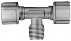 Made in USA - 1/4" Tube OD, Kynar Plastic Compression Tube Male Branch Tee - 1/4 NPT Pipe, 275°F Max, Plastic Grip - Exact Tooling