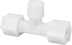 Made in USA - 3/8" Tube OD, Nylon Plastic Compression Tube Male Branch Tee - 3/8 NPT Pipe, 220°F Max, Plastic Grip - Exact Tooling