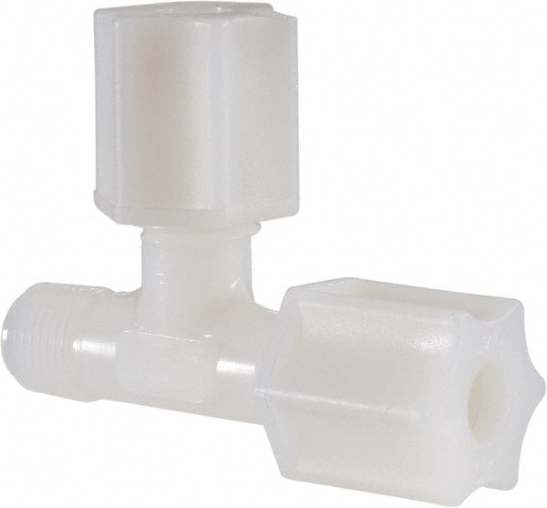 Made in USA - 1/4" Tube OD, Nylon Plastic Compression Tube Male Run Tee - 1/8 NPT Pipe, 220°F Max, Plastic Grip - Exact Tooling