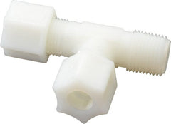 Made in USA - 3/8" Tube OD, Nylon Plastic Compression Tube Male Run Tee - 3/8 NPT Pipe, 220°F Max, Plastic Grip - Exact Tooling