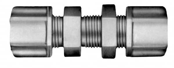 Made in USA - 3/8" Tube OD, Kynar Plastic Compression Tube Bulkhead Union - 275°F Max, Plastic Grip - Exact Tooling